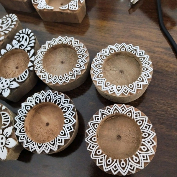 Wooden Handblock Tlight Candle Holders