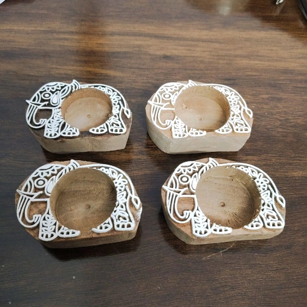Wooden Handblock Tlight Candle Holders