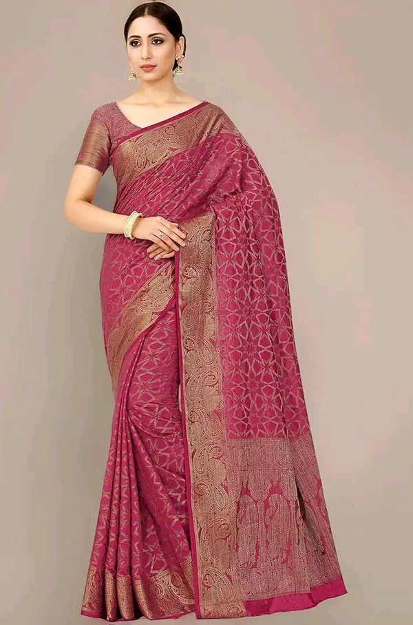 MIMOSA Women Patola Style Art Silk Saree Color Pink - Pink, 6 Yards