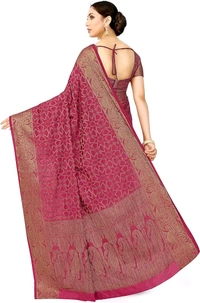 MIMOSA Women Patola Style Art Silk Saree Color Pink - Pink, 6 Yards