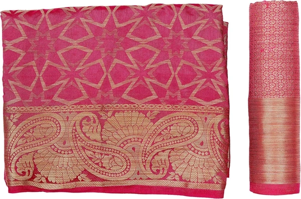 MIMOSA Women Patola Style Art Silk Saree Color Pink - Pink, 6 Yards