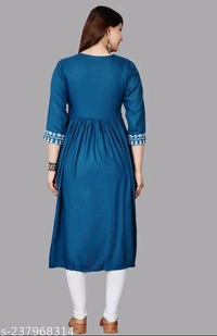 Embroidery Anarkali Kurti Suit - S, Blue