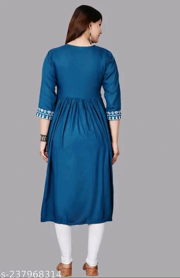 Embroidery Anarkali Kurti Suit - S, Blue