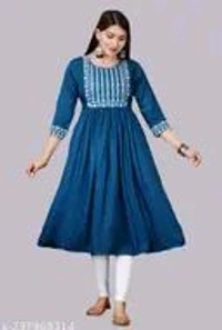 Embroidery Anarkali Kurti Suit - S, Blue