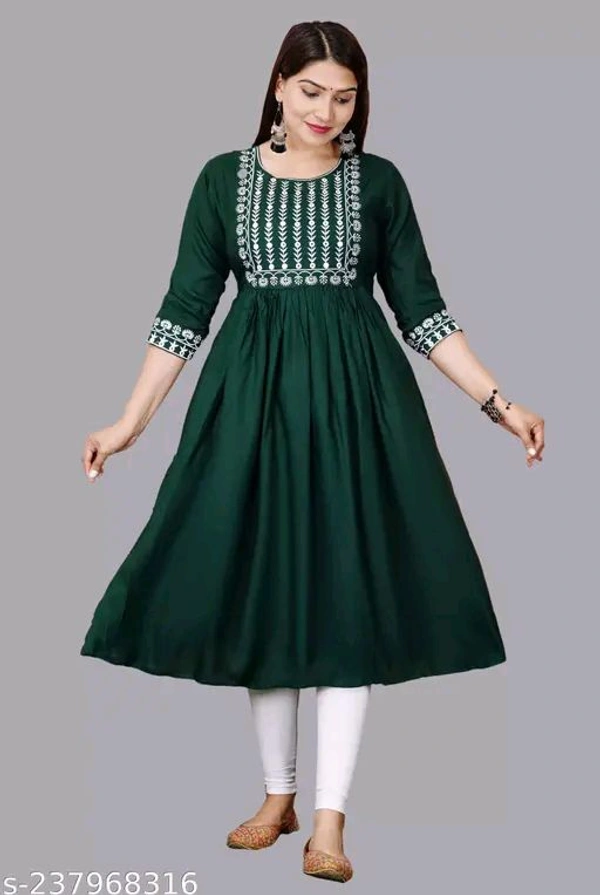 Embroidery Anarkali Kurti Suit - S, Teal