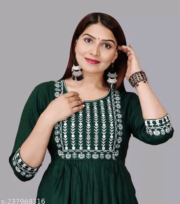 Embroidery Anarkali Kurti Suit - S, Teal
