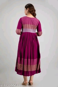 Anarkali Kurta Printed - Purple Pizzazz, Xl