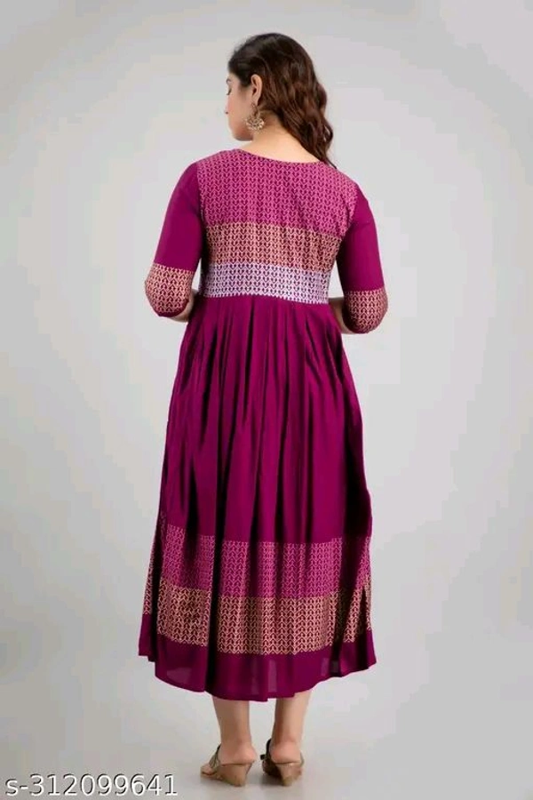 Anarkali Kurta Printed - Magenta / Fuchsia, Xl