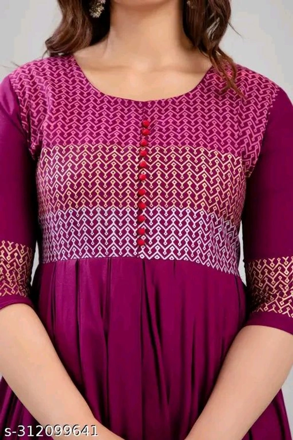 Anarkali Kurta Printed - Magenta / Fuchsia, Xl