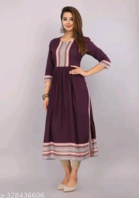 Embroidery Round Neck Kurti - S, Pigment Indigo