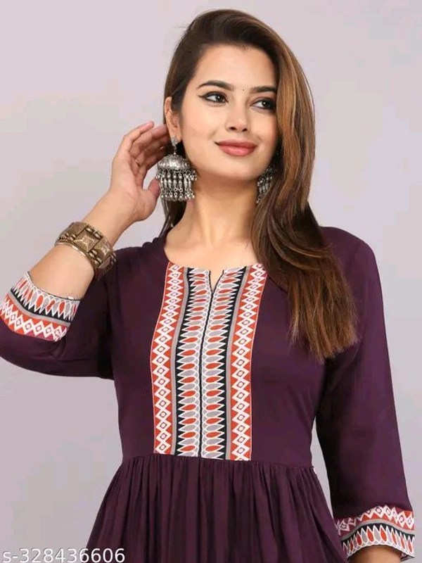 Embroidery Round Neck Kurti - M, Pigment Indigo