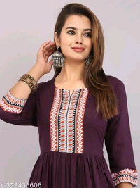 Embroidery Round Neck Kurti - Xl, Pigment Indigo