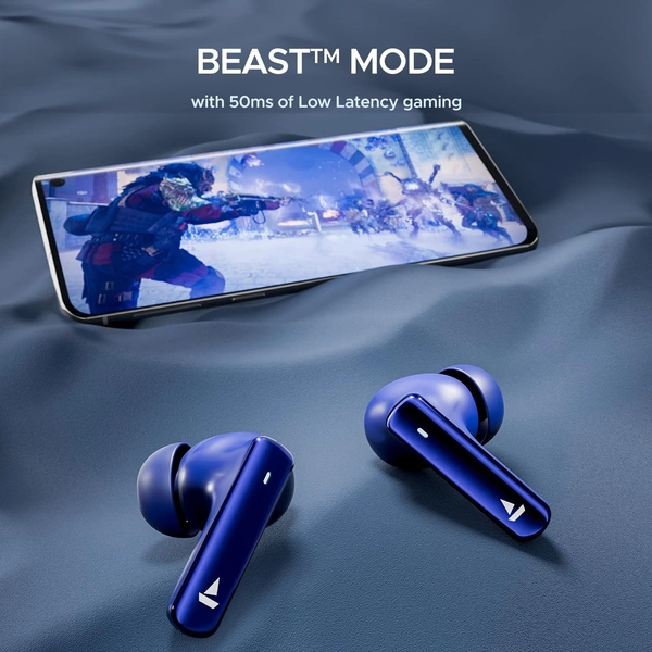 boat ear buds boAt Airdopes 121 Pro Plus, 100HRS Battery, 4Mics ENx, 50ms Low Latency, Fast Charge, LED Display, IPX5, v5.3 Bluetooth in Ear Earbuds, TWS Ear Buds Wireless Earphones with mic (Blue) - Blue