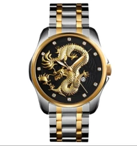 "Luxury Men's Gold Dragon Watch – Blue Dial, Stainless Steel Band, Elegant Automatic Timepiece"
