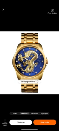 "Luxury Men's Gold Dragon Watch – Blue Dial, Stainless Steel Band, Elegant Automatic Timepiece"
 - Free