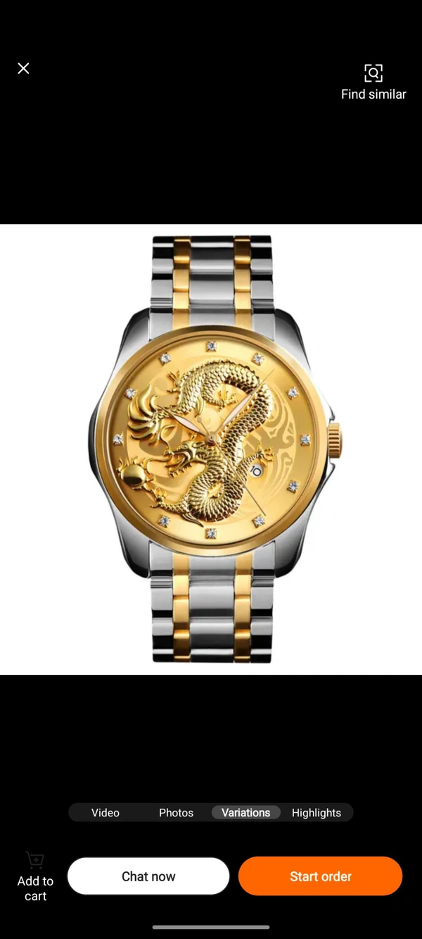 "Luxury Men's Gold Dragon Watch – Blue Dial, Stainless Steel Band, Elegant Automatic Timepiece"
 - Free