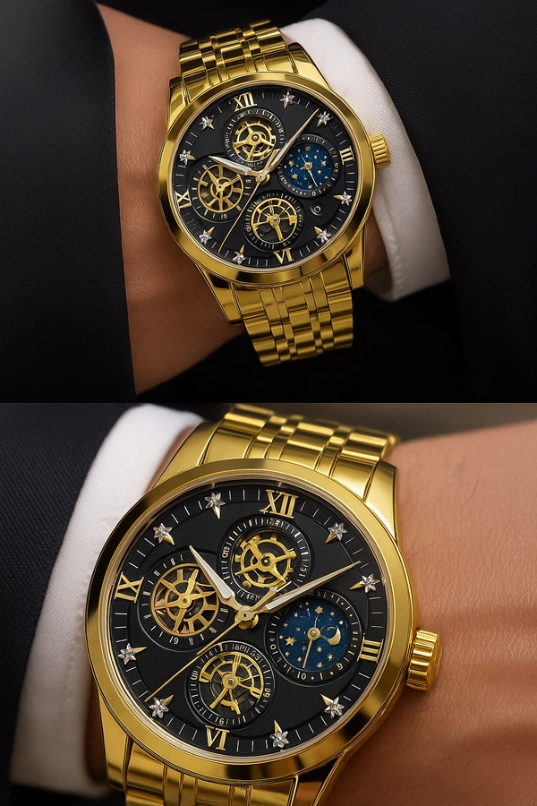 Encounter Fashion Men's Luxury Quartz Watch – Bold Skeleton Dial, Waterproof