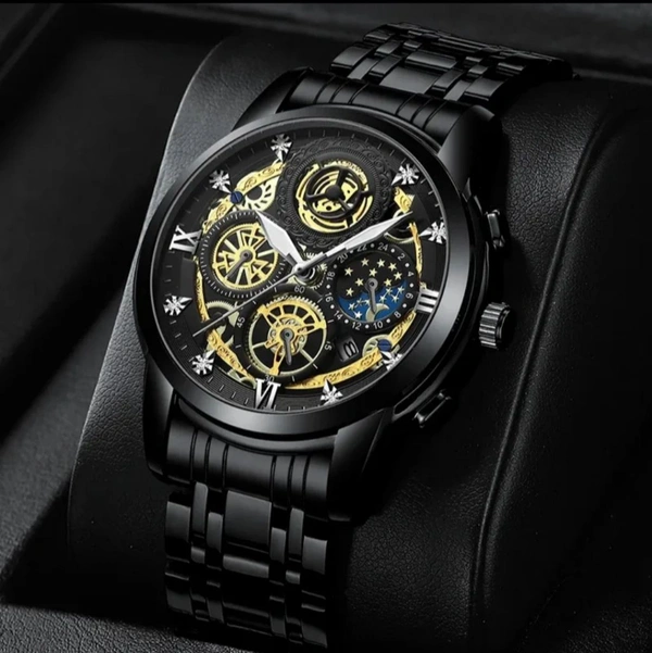 Encounter Fashion Men's Luxury Quartz Watch – Bold Skeleton Dial, Waterproof