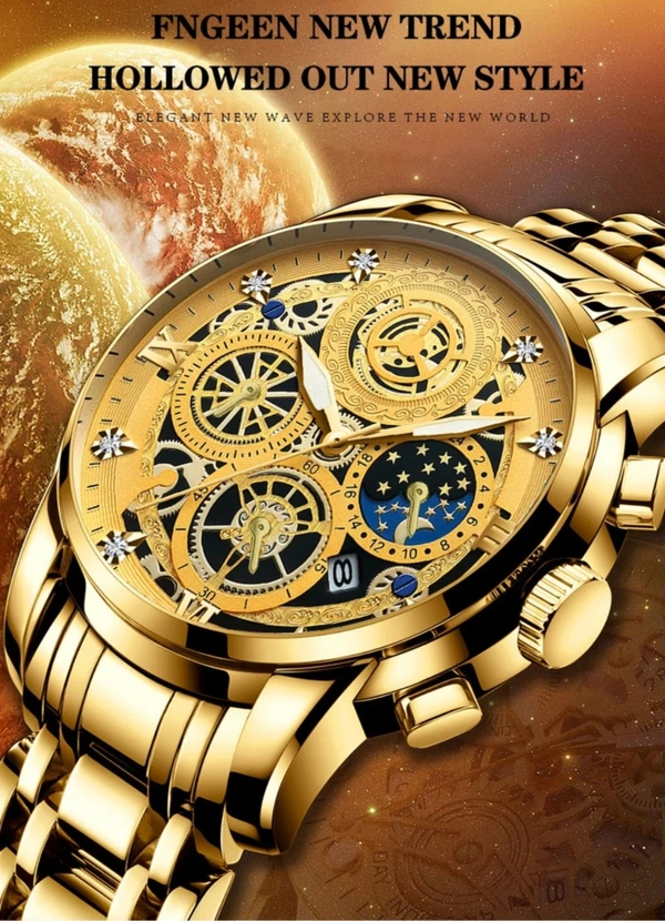 Encounter Fashion Men's Luxury Quartz Watch – Bold Skeleton Dial, Waterproof