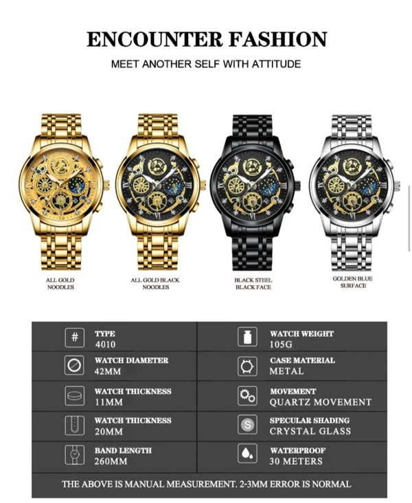 Encounter Fashion Men's Luxury Quartz Watch – Bold Skeleton Dial, Waterproof