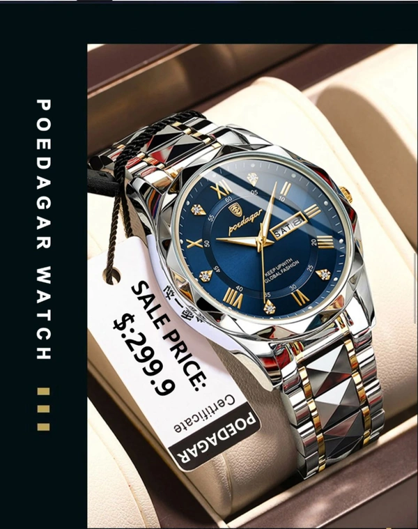New Arrivals Fashion Luxury Men Watch, Stainless Steel Waterproof Luminous Quartz Watches For Men 