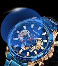 BinBond Stainless Steel Luxury Primium Watches Men Quartz Wrist Watch Chronograph Sports Luminous Fashion Watch  - Free