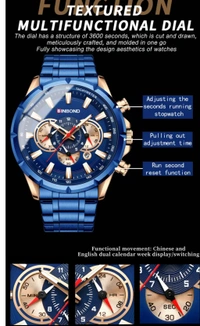 BinBond Stainless Steel Luxury Primium Watches Men Quartz Wrist Watch Chronograph Sports Luminous Fashion Watch  - Free