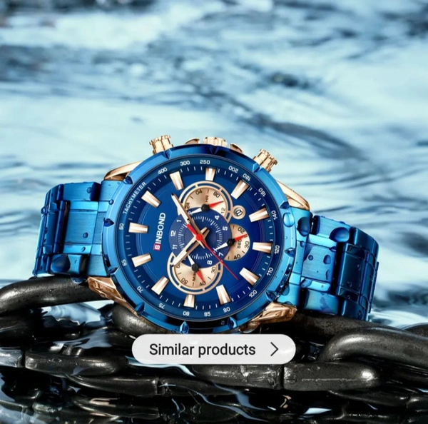 BinBond Stainless Steel Luxury Primium Watches Men Quartz Wrist Watch Chronograph Sports Luminous Fashion Watch  - Free