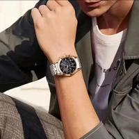 Quartz Laxary Watch  "Luxury Chronograph Diamond Dial Men's Stainless Steel Watch – Elegant, Waterproof & Precision Timepiece"