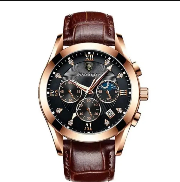 Quartz Laxary Watch  Poedagar 820 Chronograph Quartz Men's Watch – Stylish & Durable Casual Wristwatch Best Quality Watch  - Free