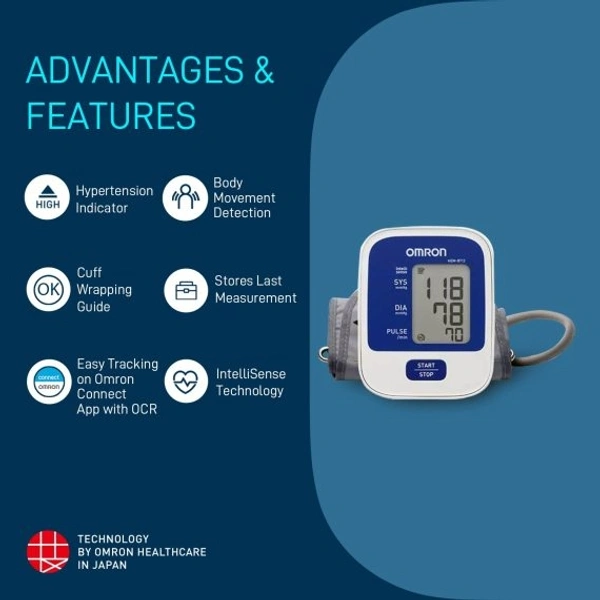 Omron HEM 8712 with Body Movement Indicator & Cuff wrapping