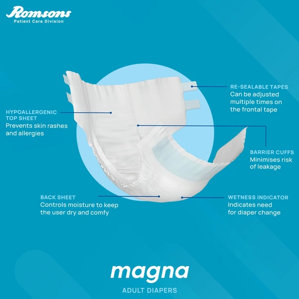Romson Dignity Magna Adult Diapers10 Pcs/Pack - XL, Pack of 1 (10 Pcs)