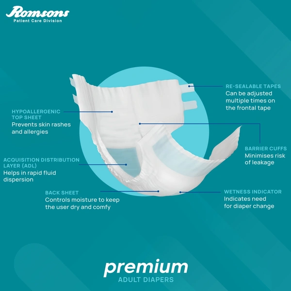 Romson Dignity Premium Adult Diapers10 Pcs/Pack - Extra Large