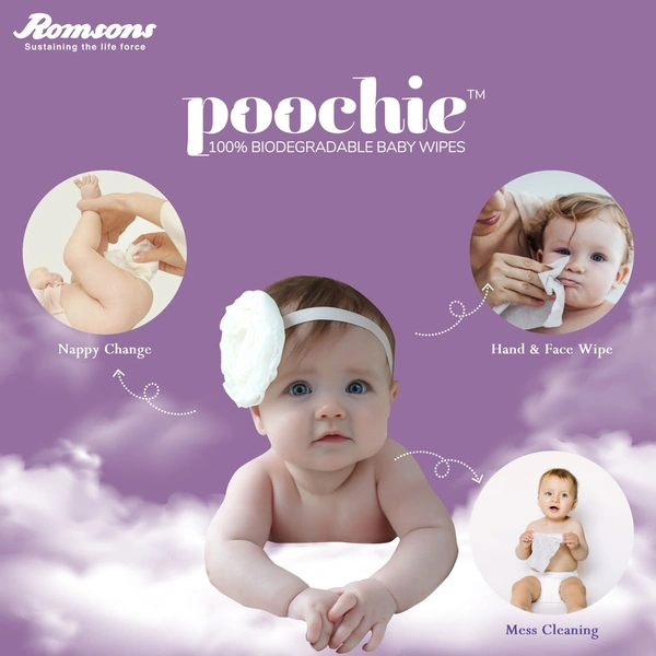 Romson Dignity Poochie 100% Biodegradable Baby Wipes