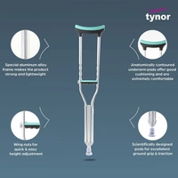 TYNOR AUXILIARY CRUTCH, SILVER, 1 PAIR - L
