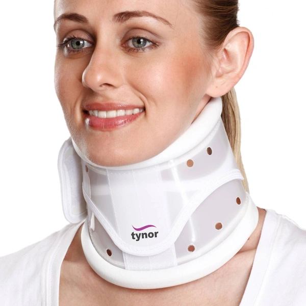 TYNOR CERVICAL COLLAR HARD ADJUSTABLE, WHITE, 1 UNIT