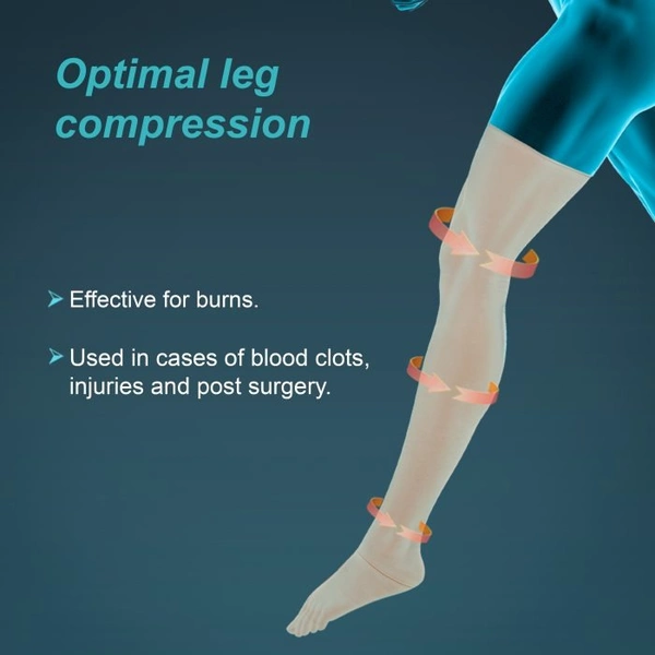 TYNOR COMPRESSION GARMENT LEG MID THIGH CLOSED TOE, BEIGE, 1 PAIR - L