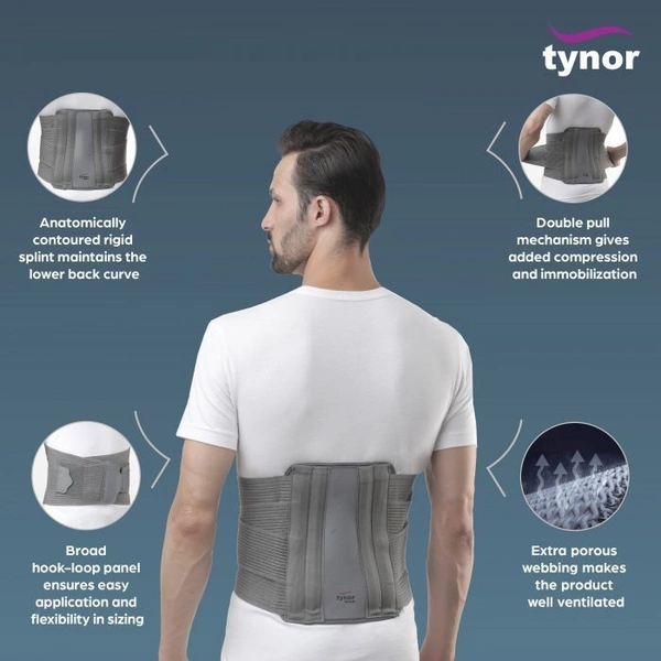 TYNOR CONTOURED L.S. SUPPORT, GREY, 1 UNIT - L