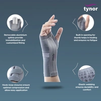 TYNOR ELASTIC WRIST SPLINT, GREY, 1 UNIT - XL, LEFT
