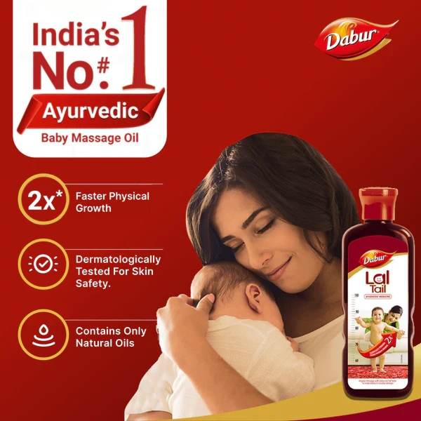 Dabur Lal Tail - Ayurvedic Baby Oil 2x Faster Physical Growth - 100 ml