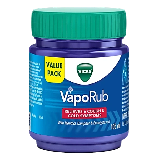Vicks Vaporub Balm with Menthol, Camphor & Eucalyptus Oil | Relieves 6 Symptoms of Cough & Cold | Goodness of Ayurveda