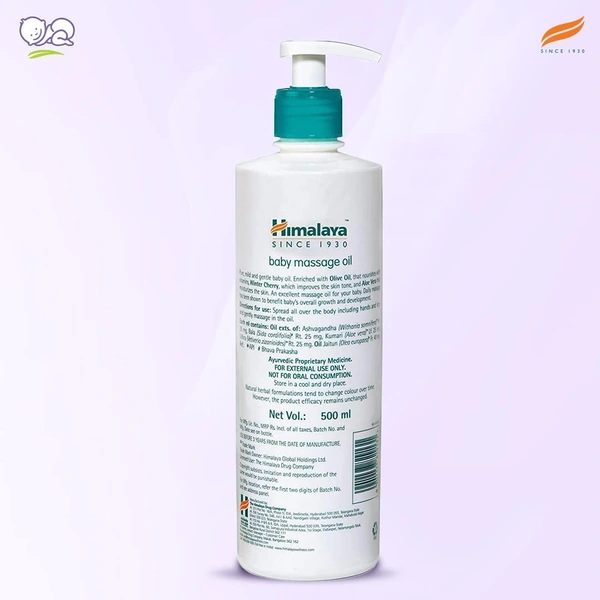 Himalaya Baby Massage Oil for strong bones & muscles | with Vitamin E | No. 1 Doctor Prescribed - 500ml