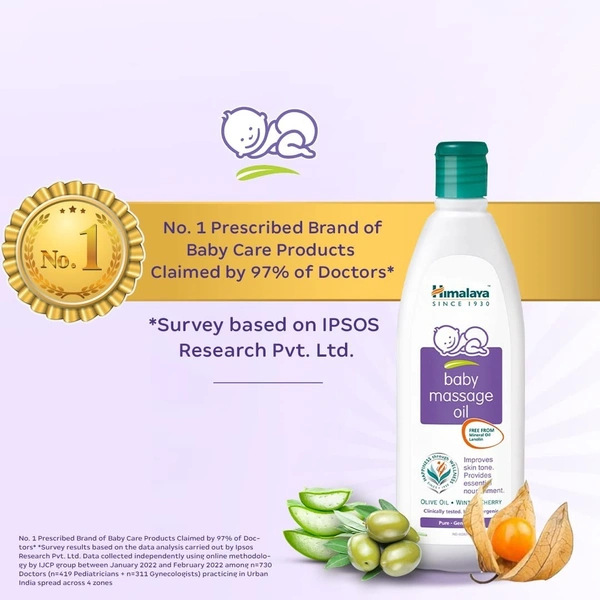 Himalaya Baby Massage Oil for strong bones & muscles | with Vitamin E | No. 1 Doctor Prescribed - 500ml