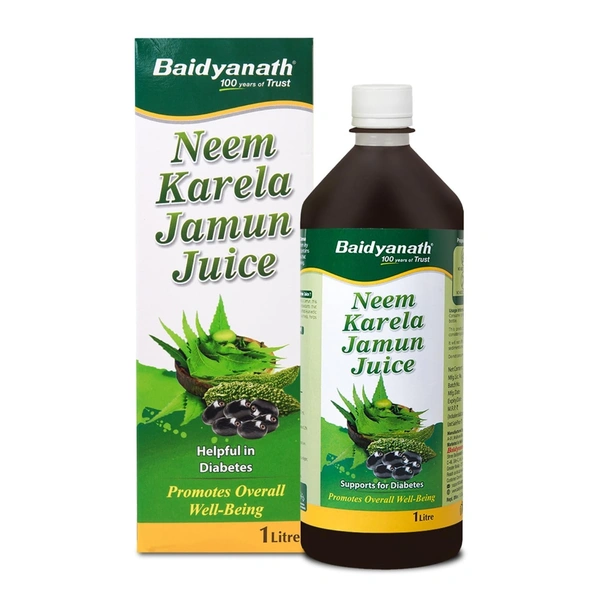 Baidyanath Neem Karela Jamun Juice -1000ml | Natural Remedy for Blood Sugar Management & Reduces Bad Cholesterol | Best For Digestive Health, Diabetic Care, Skin Care & Natural Detox | No Added Sugar