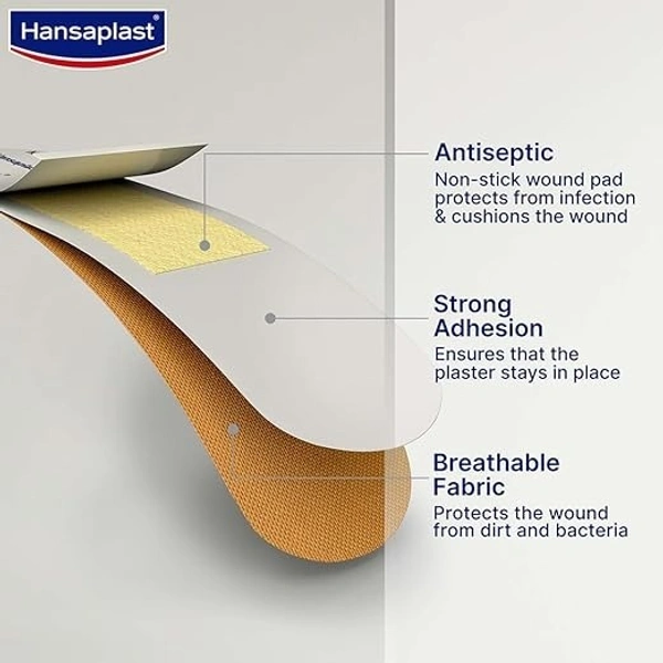 Hansaplast Antiseptic Regular Bandage for Cuts & Wounds,100 strips - 100 strips