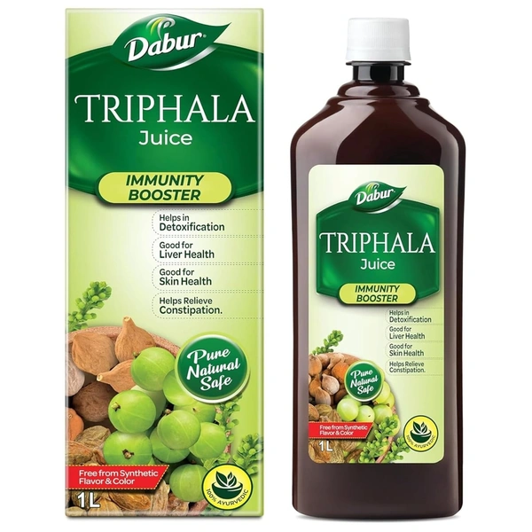 Dabur Triphala Juice - 1L | 100% Ayurvedic Formulation | Improves Gut Health & Promotes Healthy Gut | Supplement for lasting Relief from Constipation & Digestive Discomfort