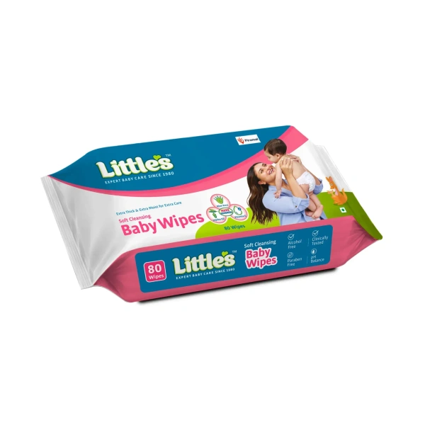 Little's Soft Cleansing Baby Wipes | Contains Aloe Vera & Jojoba Oil -80 wipes