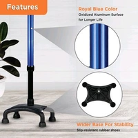 Avanti Plus - T Shape Aluminum Quadripod Stick | Lightweight Walking Stick | Adjustable Height| 4 Legged base