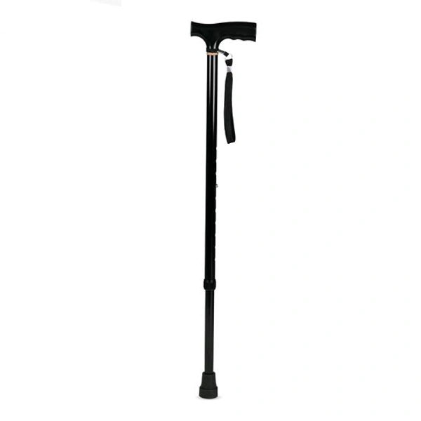 Avanti T Shape Aluminum Walking Stick|Light Weight & Height Adjustable Walking Aid|For Elderly & those Physically Challenged | Durable Soft Rubber Shoes for Grip - Universal