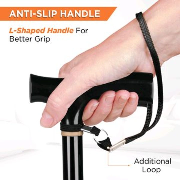 Avanti T Shape Aluminum Walking Stick|Light Weight & Height Adjustable Walking Aid|For Elderly & those Physically Challenged | Durable Soft Rubber Shoes for Grip - Universal